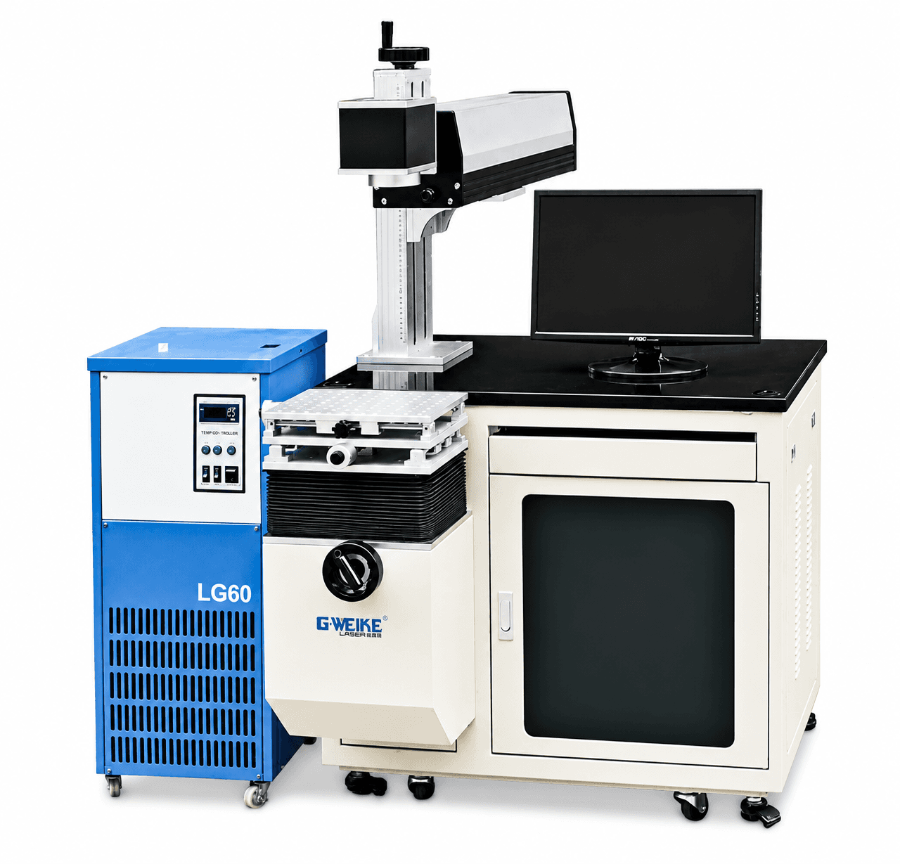 Enclosed fibre laser marking system in a production environment